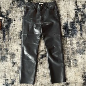 Navy blue recycled leather 90’s pinchwaist pants. Worn once. Perfect condition.